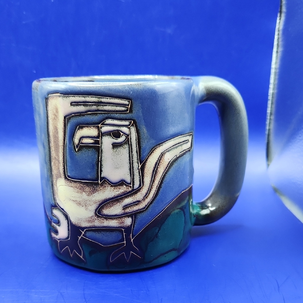 Mara Embossed White Eagle Ceramic Art Mug